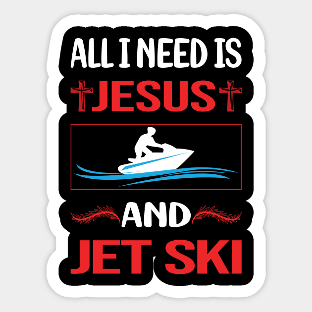 Funny Jesus Jet Ski Jet Ski Sticker TeePublic